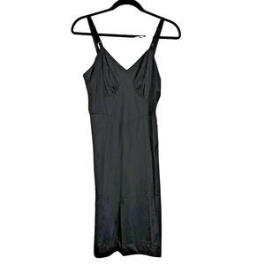 Vintage 60s Full Slip Black ARISTOCRAFT SUPERIOR Small Midi Goth Emo Vamp Dress